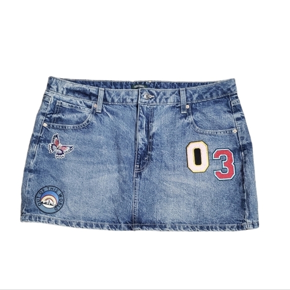 wild fable Dresses & Skirts - NWOT Wild Fable Women's Retro Patches Denim Mini Skirt 16